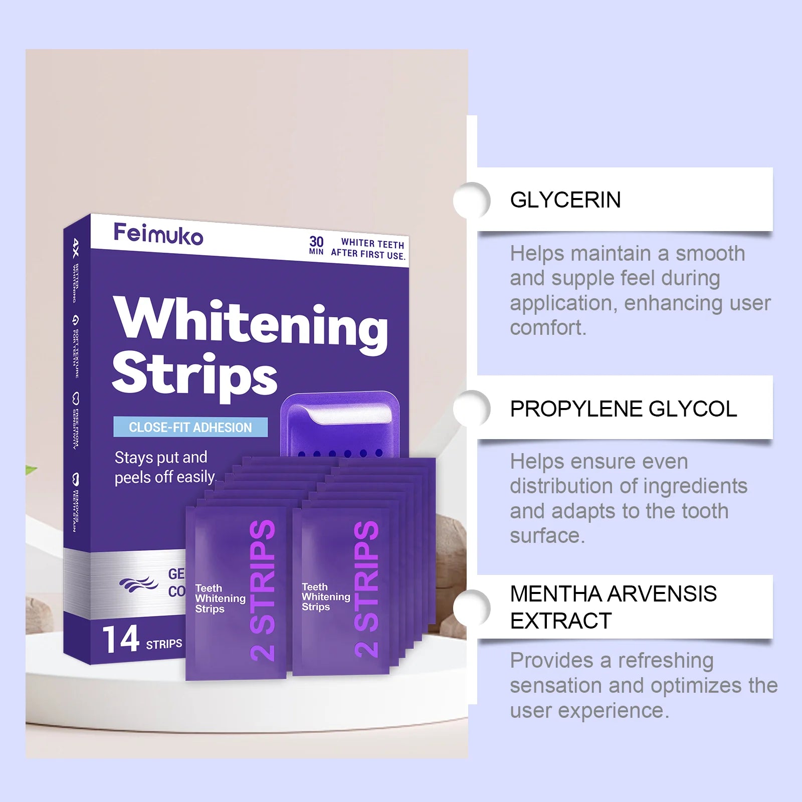 Purple Teeth Whitening Strips Oral Cleaning 