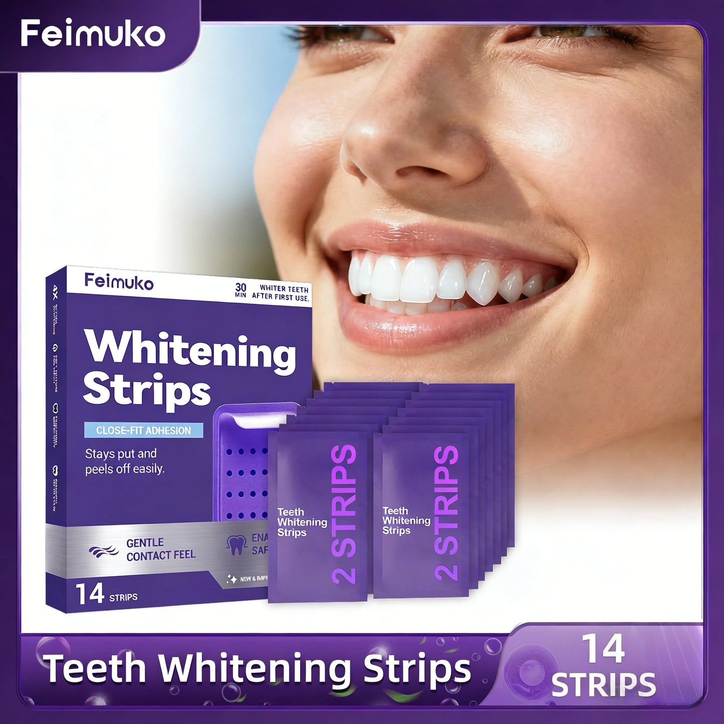 Purple Teeth Whitening Strips Oral Cleaning 